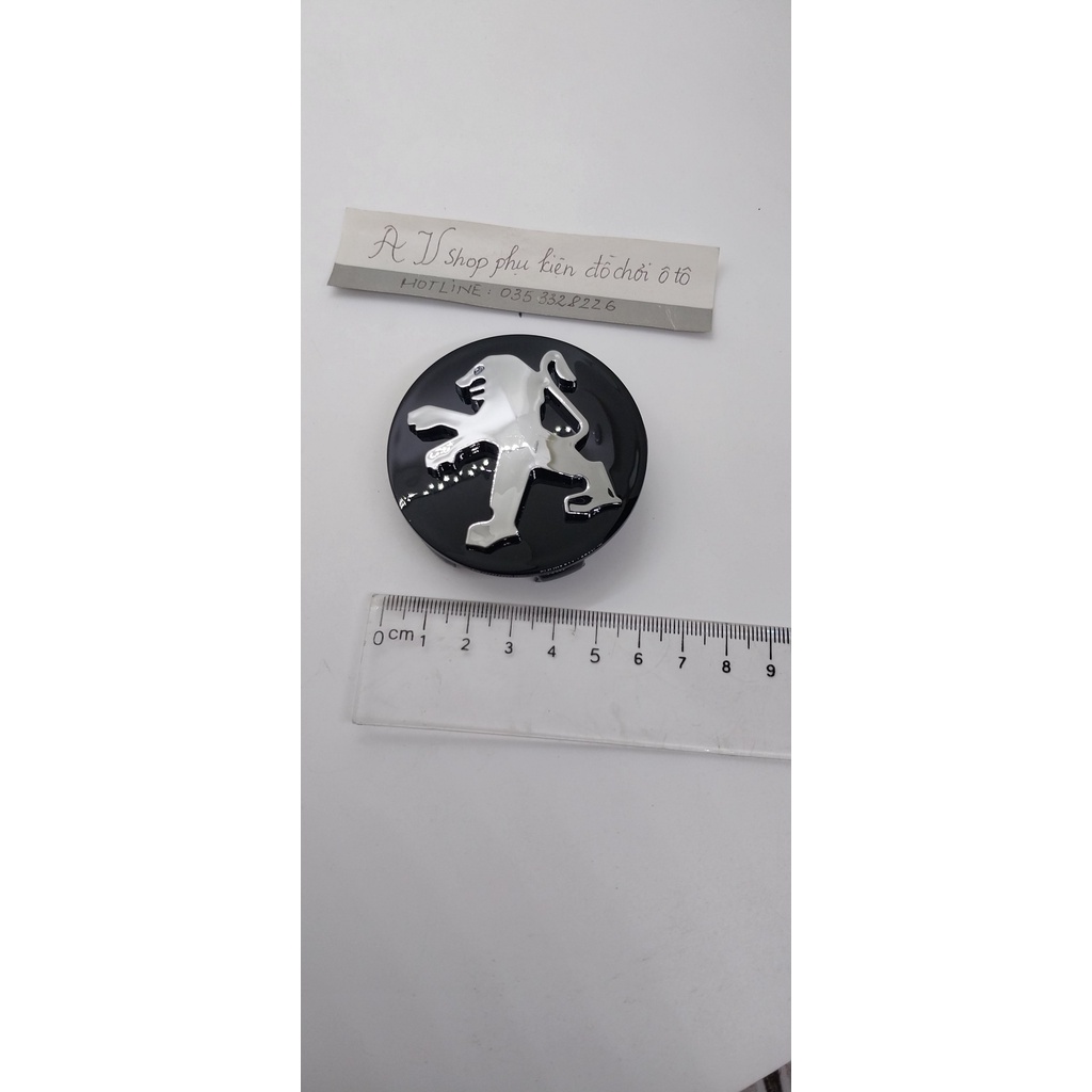1 chiếc Logo chụp mâm, ốp lazang bánh xe ô tô Peugeot đường kính 60mm