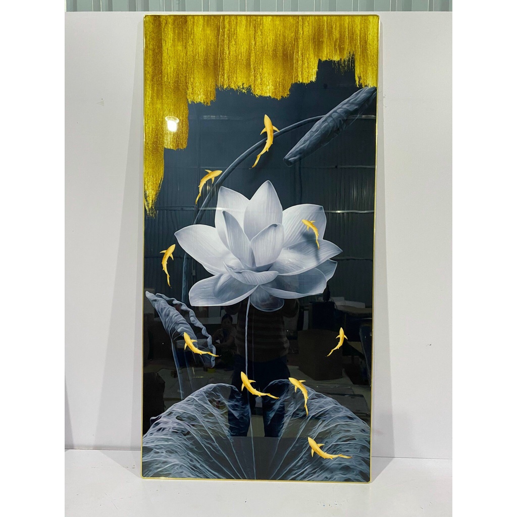 Tranh Tráng Gương Hoa Sen Đứng, Tranh Treo Cầu Thang Lối Vào Chiêu Nghỉ