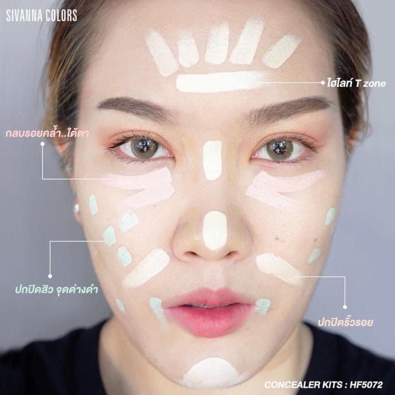 Bảng Kem Che Khuyết Điểm/ Triệt Sắc 4 Ô SIVANNA COLORS Concealer Kit Thái Lan