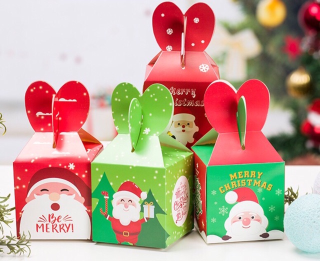 Hộp giấy đựng quà Noel nhiều mẫu kích thước 10x10x8 cm | BigBuy360 - bigbuy360.vn