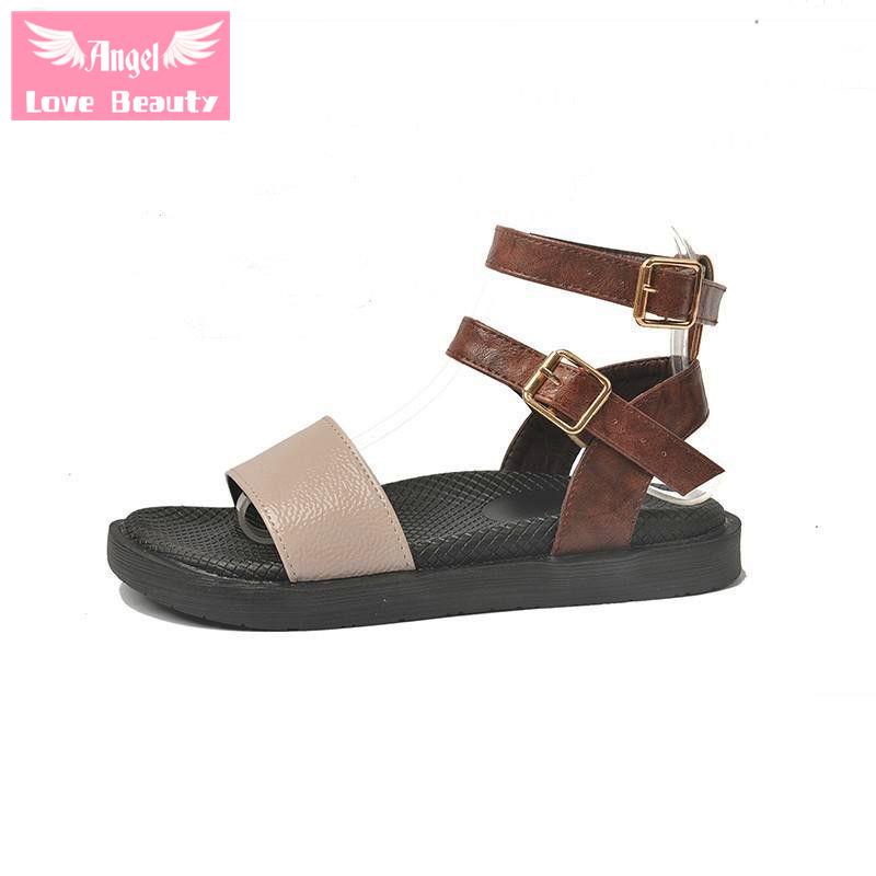 Đôi Giày Sandal Mùa Hè Đế Phẳng Dày Phong Cách Hàn Quốc Thời Trang Dễ Phối Đồ Cho Nữ