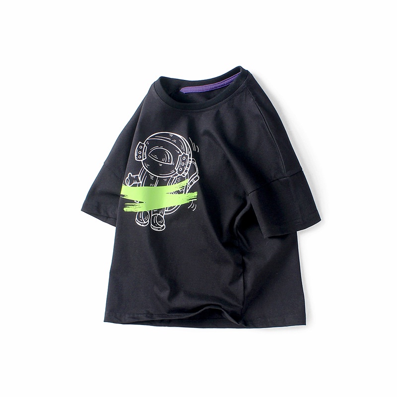 Áo thun bé trai size đại TrueKids, Áo thun ngắn tay bé trai in hình phi hành gia mùa hè 2022