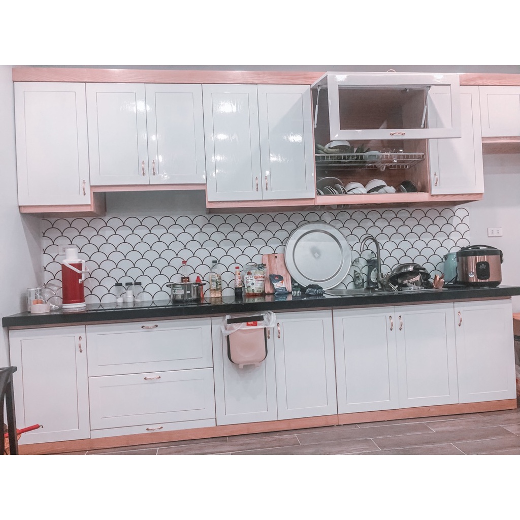 Decal gạch bông decor dán bếp kính nhà tắm decor chịu nhiệt dễ lau chùi đề can loại 1 Lá tre H64