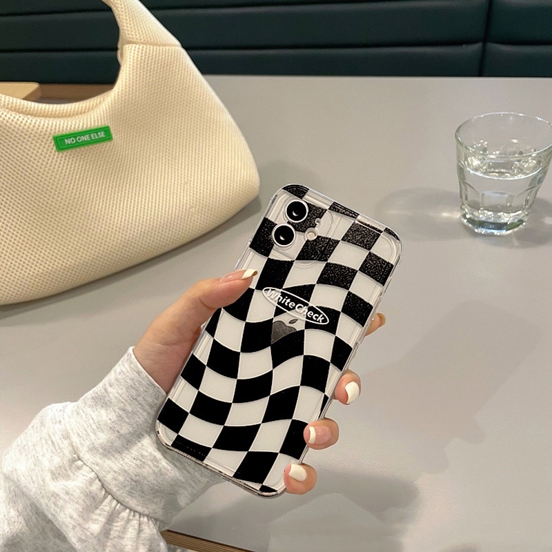 (SIÊU RẺ) Ốp lưng iphone kẻ caro méo white check 7plus/8/8plus/x/xr/xs/11/12/13/pro/max/plus/promax