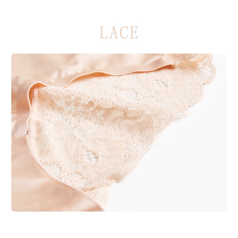 AOFEIQIKE AOFEIQIKE Quần Lót Lụa Phối Ren Màu Trơn Trong Suốt Không Đường May Quyến Rũ Dành Cho Nữ