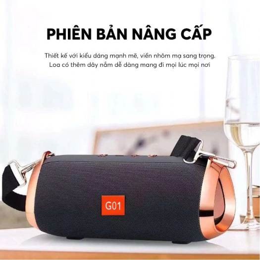 Loa bluetooth không dây GrownTech ET 805 bass mạnh vỏ thép chống nước tặng dây đeo