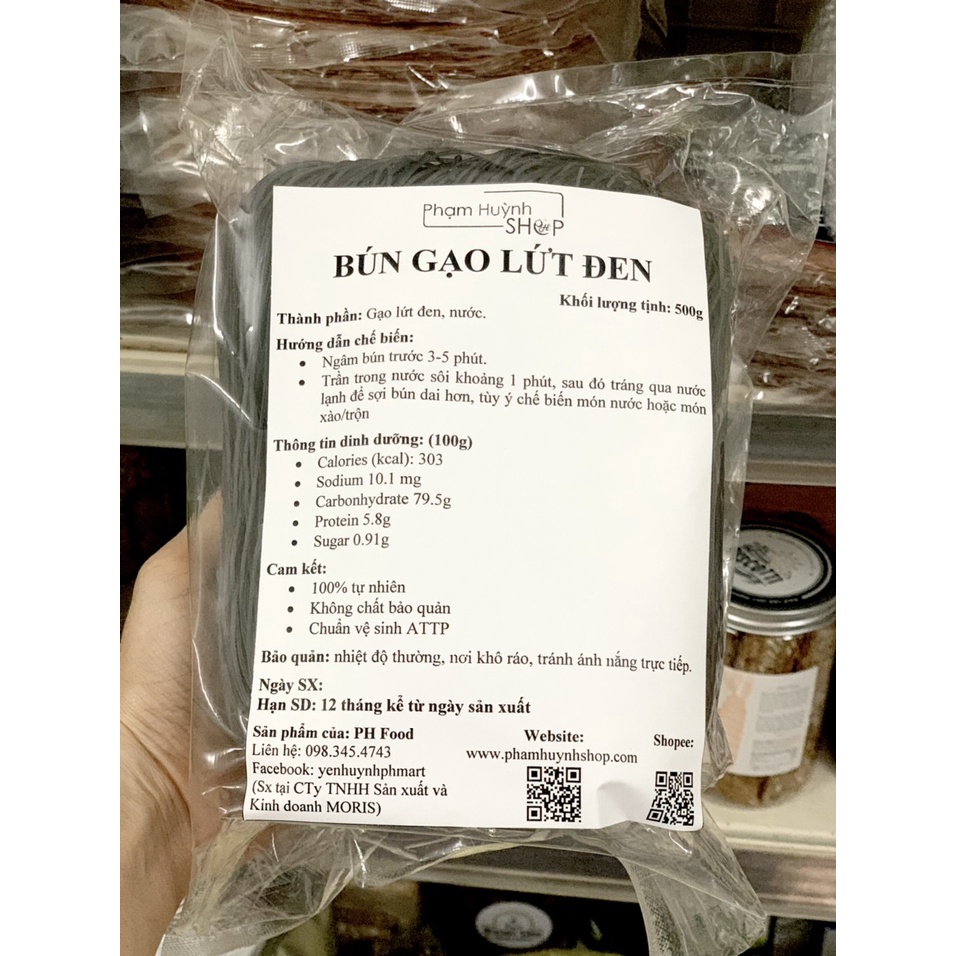 [PH Food] Bún gạo lứt đen gói 500gr, bún khô gạo lức đen (huyền mễ) ăn kiêng, eatclean
