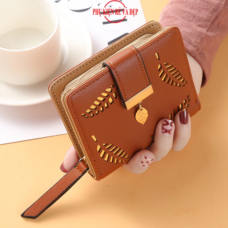 Ví Ngắn Nữ Mini Cầm Tay LEAF Gấp 3 Nhỏ Gọn Nhiều Ngăn Tiện Dụng PKR19