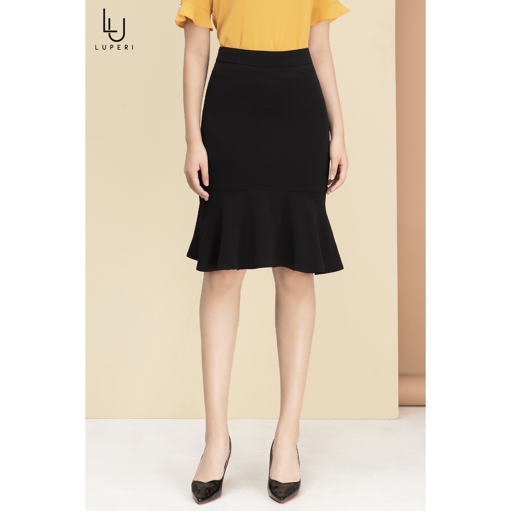Chân Váy công sở dáng đuôi cá LUPERI LFCV579 màu đen trẻ trung, thanh lịch, duyên dáng