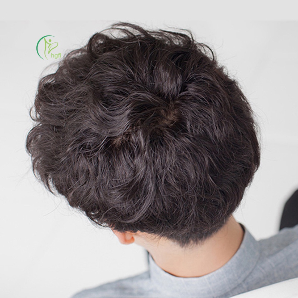 Tóc Giả Ngắn Xoăn Màu Nâu Đậm Thoáng Khí Thời Trang Cho Nam