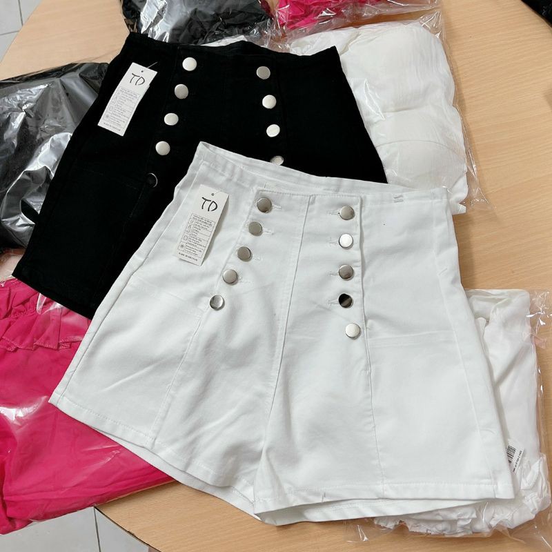 Quần đùi kaki nút lưng cao ảnh thật