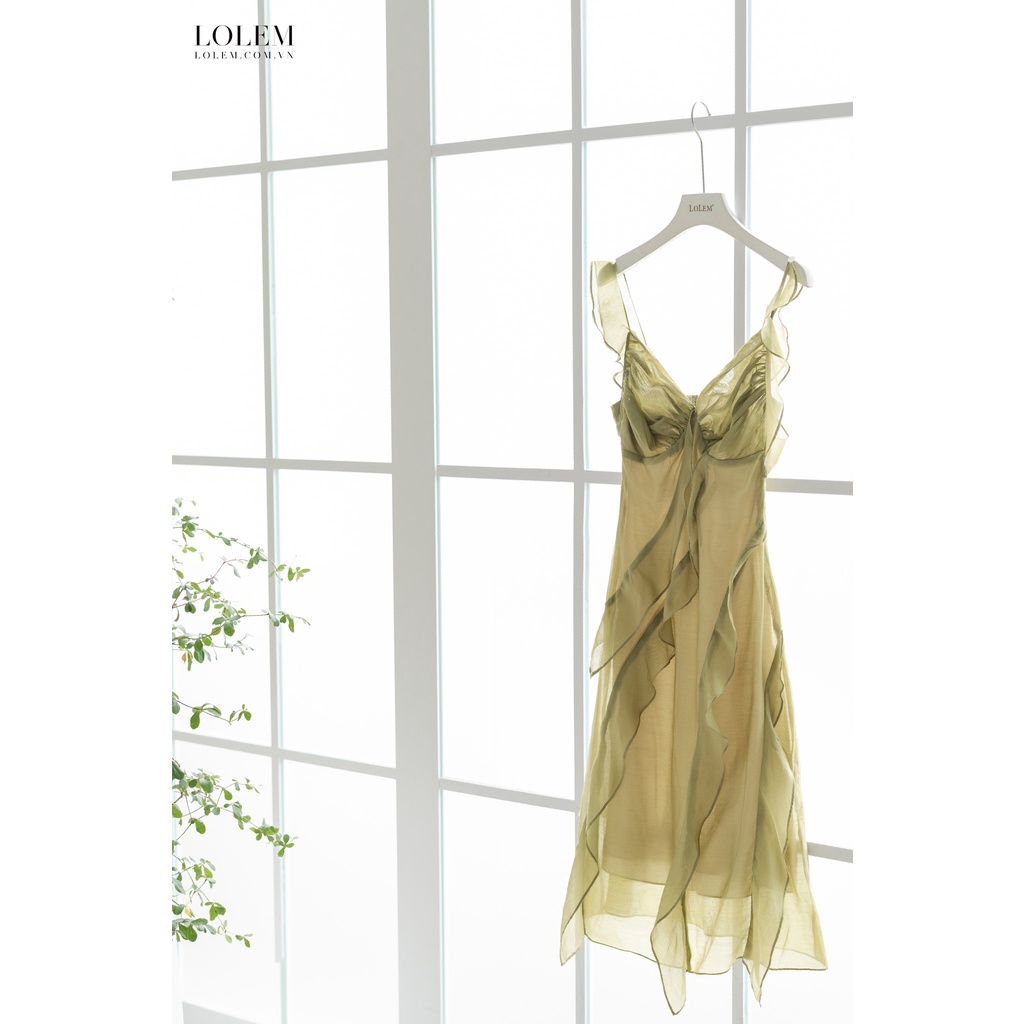 Đầm xòe tơ mây thiết kế 2 dây xếp ngực bèo thân LOLEM CLOTHING DX308