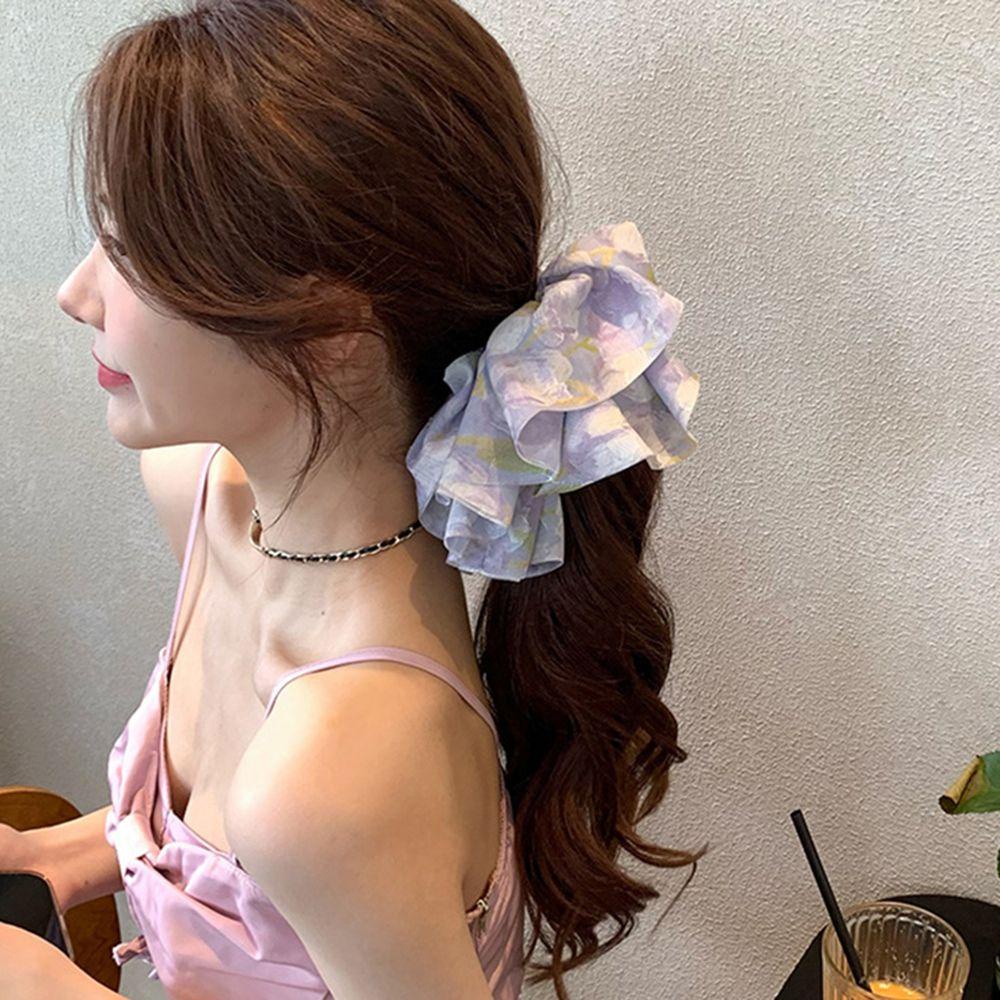 NICKOLAS Dây Cột Tóc Co Dãn Mềm Mại In Họa Tiết Hoa Thời Trang Cho Nữ