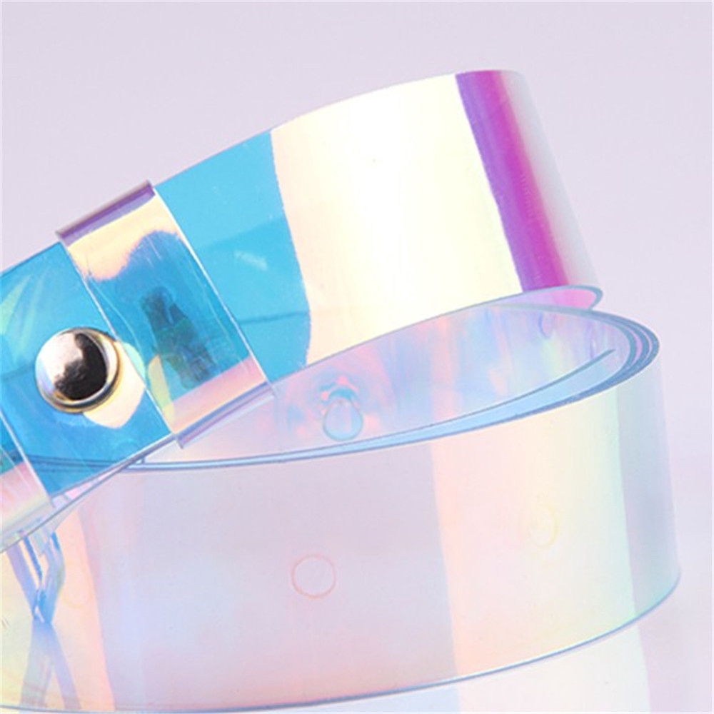 Thắt lưng màu holographic bản rộng phong cách punk cá tính