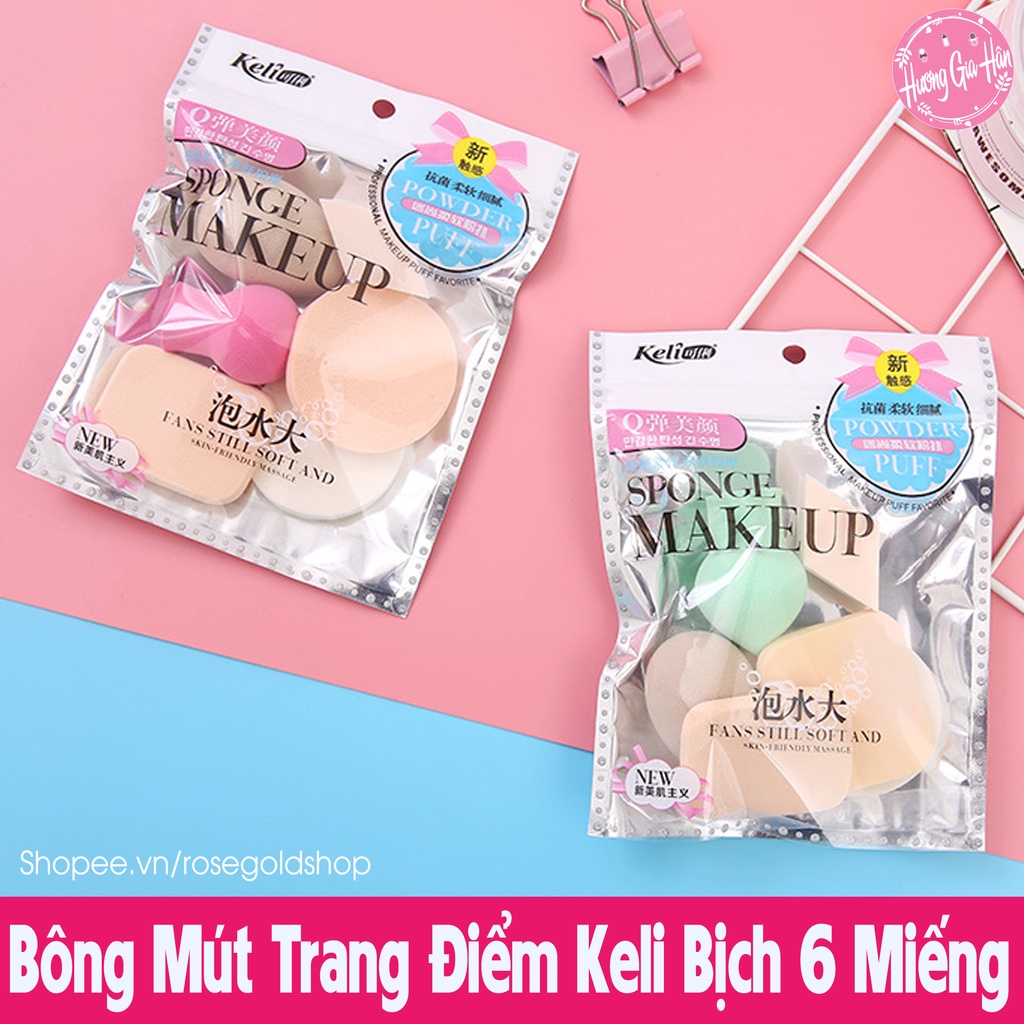 Bông Mút Trang Điểm Keli Bịch 6 Miếng