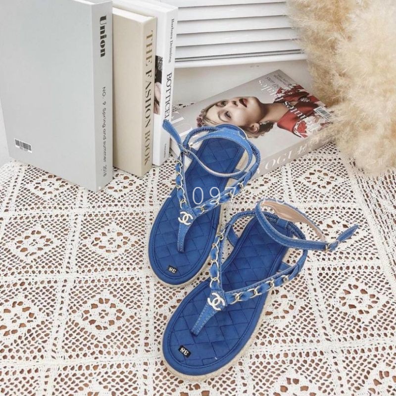 Sandal xỏ ngón đế cói Doliie quai X đế mềm đi êm chân