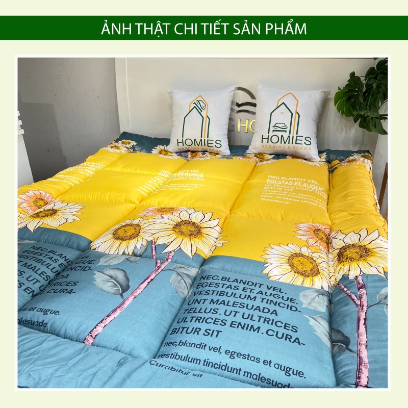 Nệm Topper Cúc Vàng HOMIES Tấm làm mềm đệm cotton Đũi Hàn quốc mới nhất 2020 - Có Chun 4 Góc Cố Định Đệm