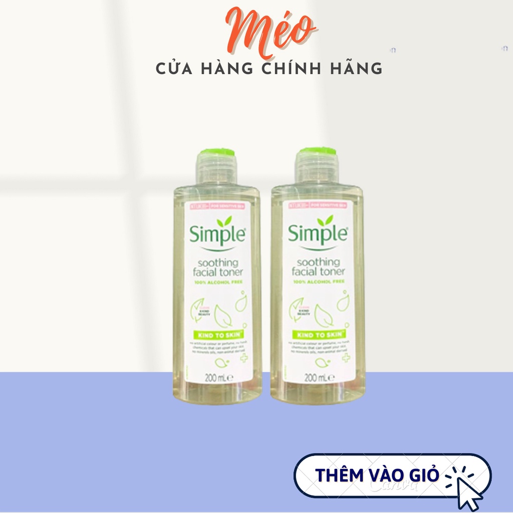 [CHÍNH HÃNG] Nước Tẩy Trang Simple Micellar Cleansing Water 200ml (UK)_Làm sạch sâu bụi bẩn