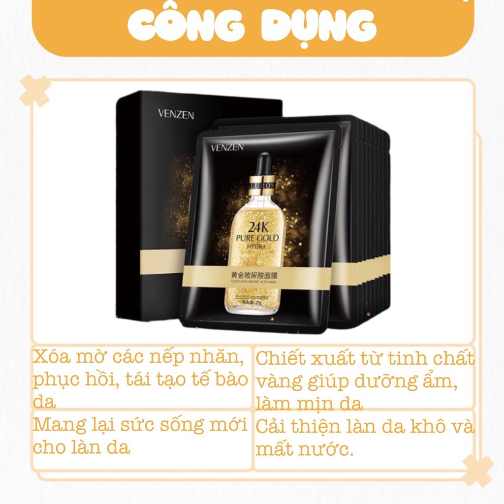 MẶT NẠ VÀNG 24K NUÔI DƯỠNG LÀN DA TỪ SÂU BÊN TRONG ĐEM LẠI LÀN DA CĂNG BÓNG MỊN MÀNG SÁNG KHỎE matnazuzu