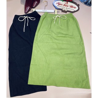 Chân váy len dài bút chì xẻ có 3 màu đen be và xanh