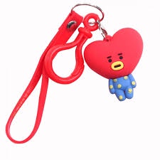 Móc chìa khóa hình nhân vật hình Kpop BTS BT21 hiệu ứng 3D đáng yêu bằng silicon.