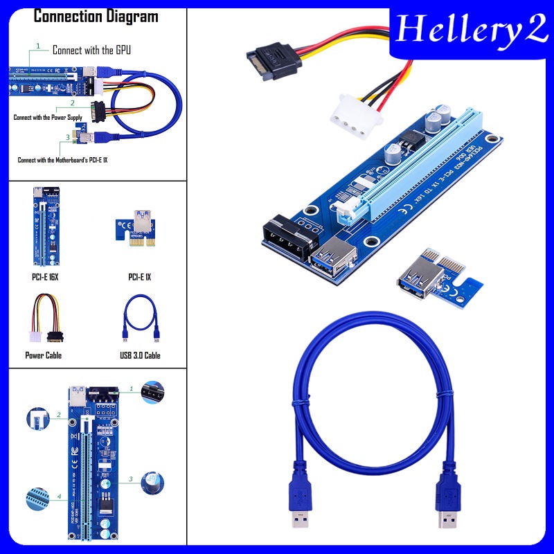 Card PCI-E VER006S PCIE 1X Sang 16X USB 3.0 SATA Cho Bitcoin 4pin