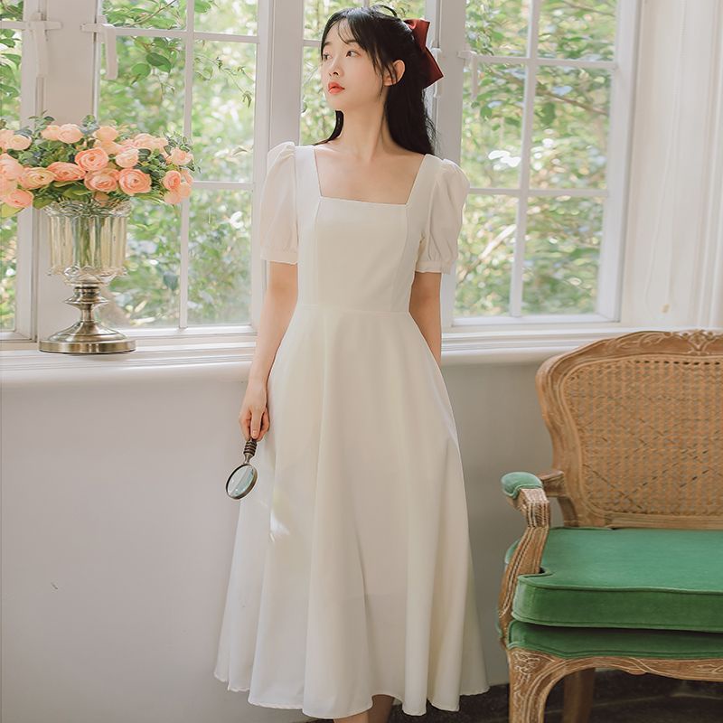 Bigsize Đầm Babydoll Ren Trim Veel Váy Kẻ Sọc Nữ Váy Dài Màu Xanh