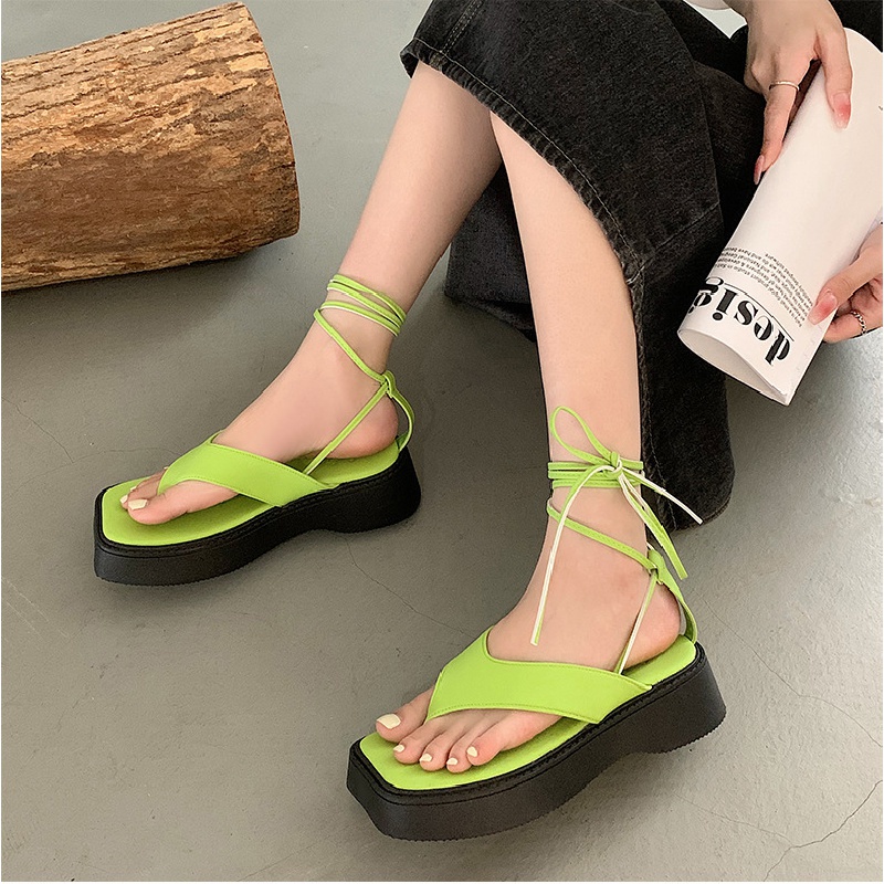 Giày Sandal Thắt Dây Đế Dày Phong Cách La Mã Cổ Điển Thời Trang Mùa Hè Hàng Mới Dành Cho Bạn Nữ 2022