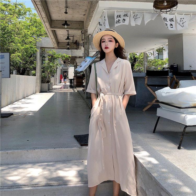 Đầm Sơ Mi Dáng Rộng Phong Cách Pháp Thanh Lịch Thời Trang Xuân Hè Năm 2021