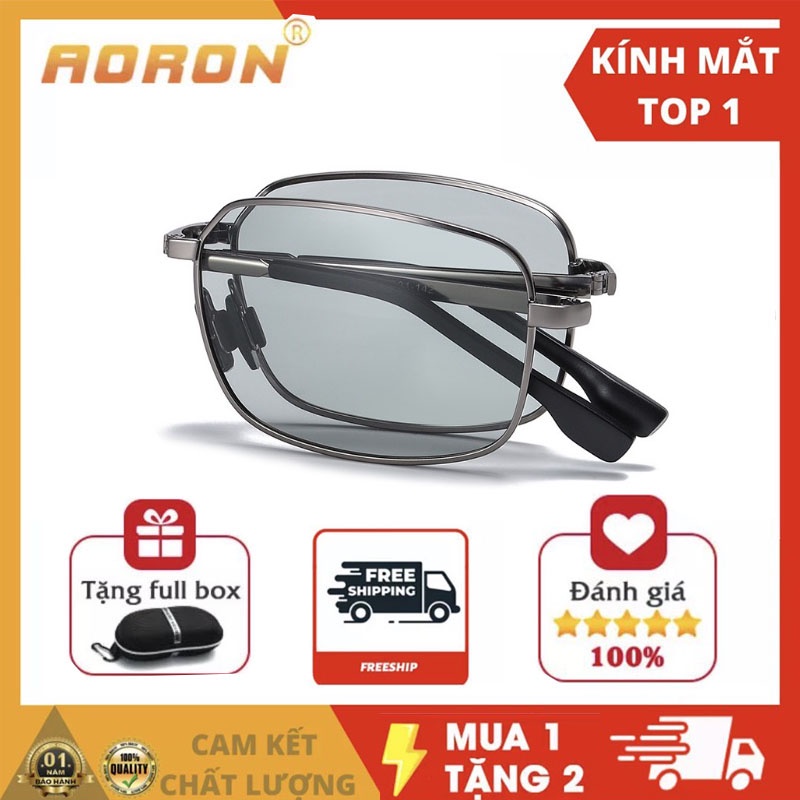 Kính Mát Nam Thời Trang AORON A615 , Mắt Vuông Tròng Phân Cực Đổi Màu Chống Lóa Đi Ngày Đêm, Gọng Gập Tiện Lợi (Bảo Hành
