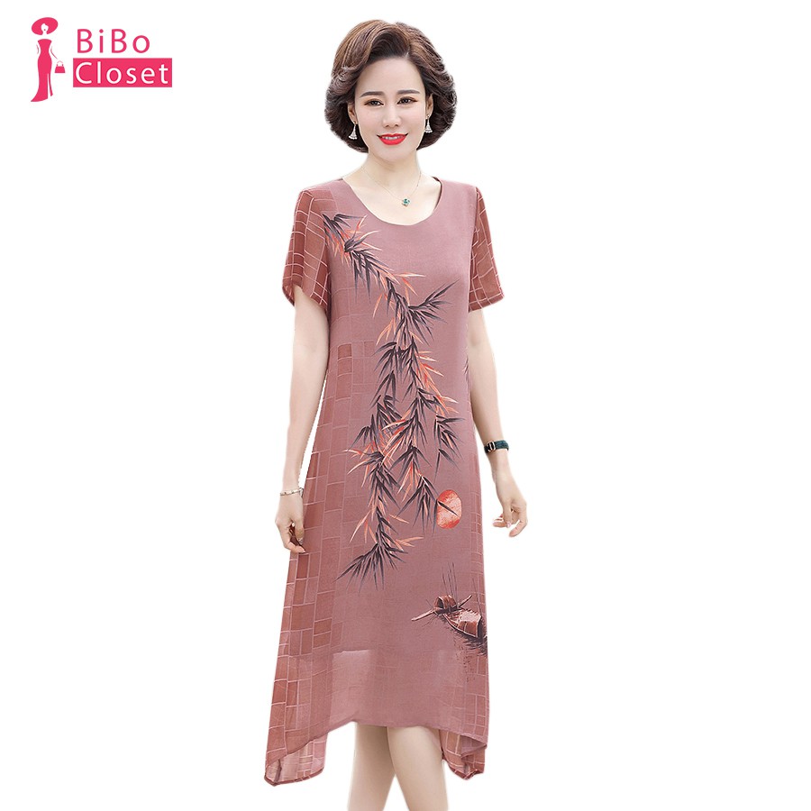 #Y629 VÁY ĐẦM HOA, VÁY DÁNG DÀI, VÁY VOAN LỤA 3D CHO NGƯỜI TRUNG NIÊN, VÁY CHO MẸ, HÀNG CAO CẤP LOẠI 1 HOT