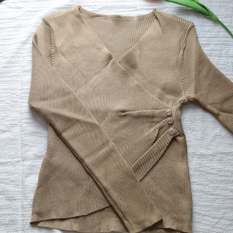 Áo len nữ dài tay body dáng ôm cổ tim hàng Quảng Châu đẹp | BigBuy360 - bigbuy360.vn