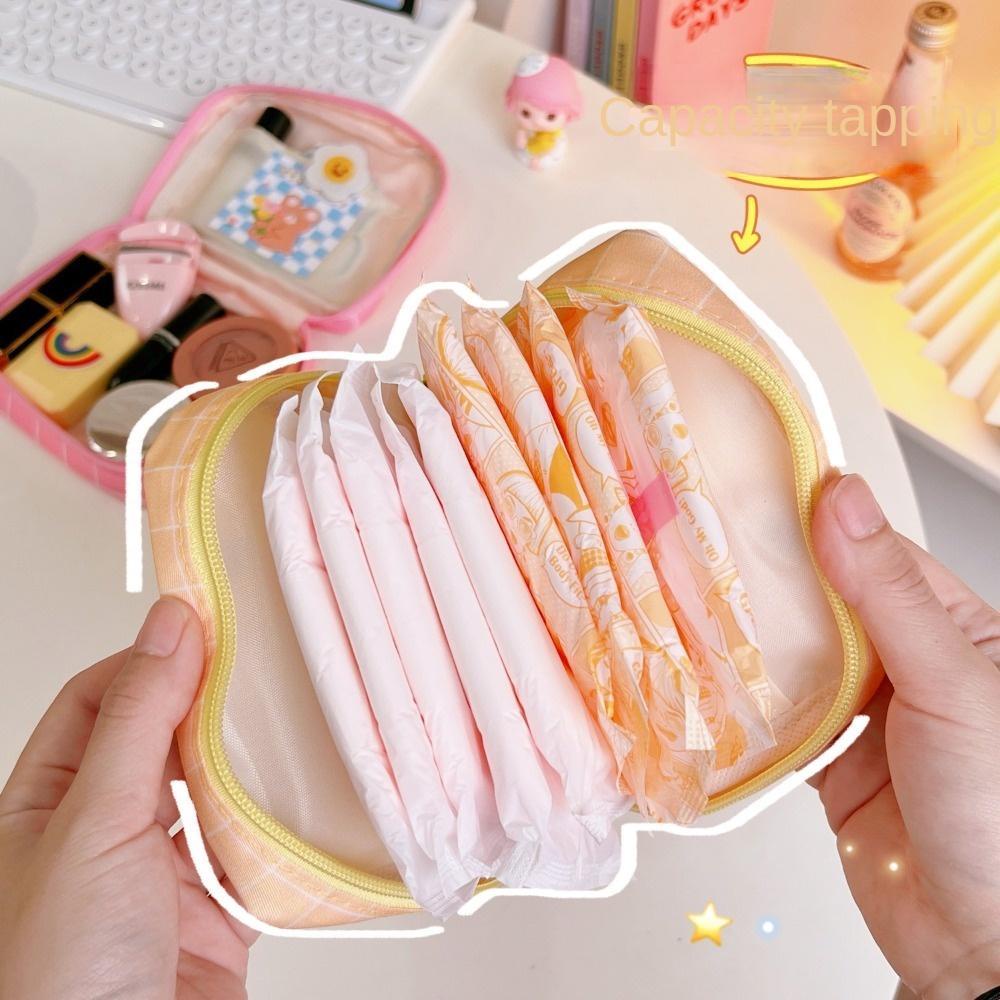 Túi Đựng Mỹ Phẩm Cỡ Nhỏ Họa Tiết Sọc Caro Dễ Thương