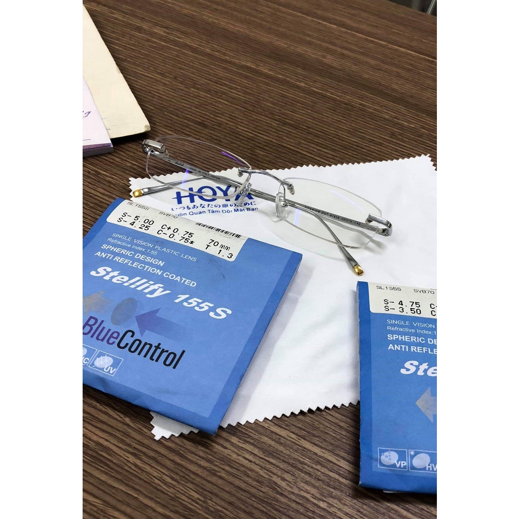 Mắt kính cận nam nữ EYE PLUS Hoya Blue chính hãng chống lóa, ánh sáng xanh và tia uv