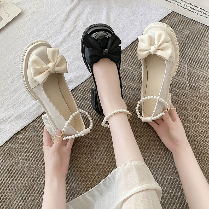 Giày Lolita Nữ Giày Búp Bê Cao Cấp Đế Cao 6cm Oxford Đen Khoá Ngang - CT03