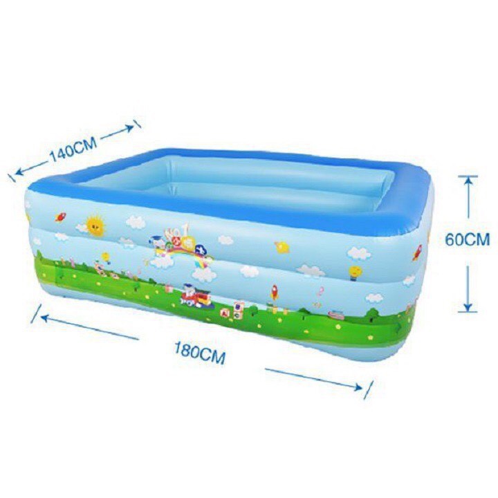 (GIAO NGẪU NHIÊN)Bể bơi phao 3 tầng cỡ lớn cho bé và gia đình 180 x 140 x 60 cm
