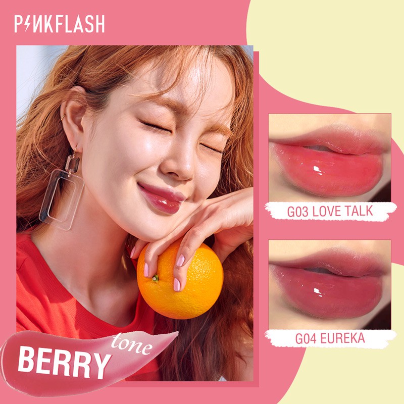 Son bóng Pinkflash cấp ẩm dưỡng môi làm sáng màu môi với 11 màu tùy chọn 24g