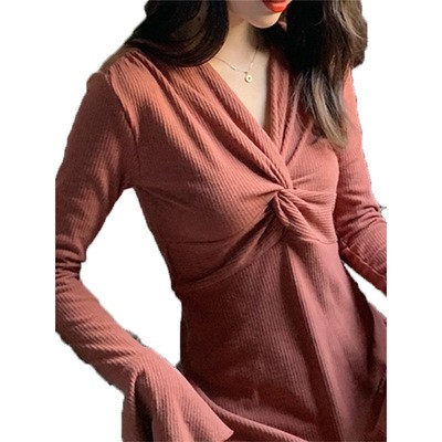 NRVP Đầm tay dài màu trơn đơn giản hợp thời trang 2020