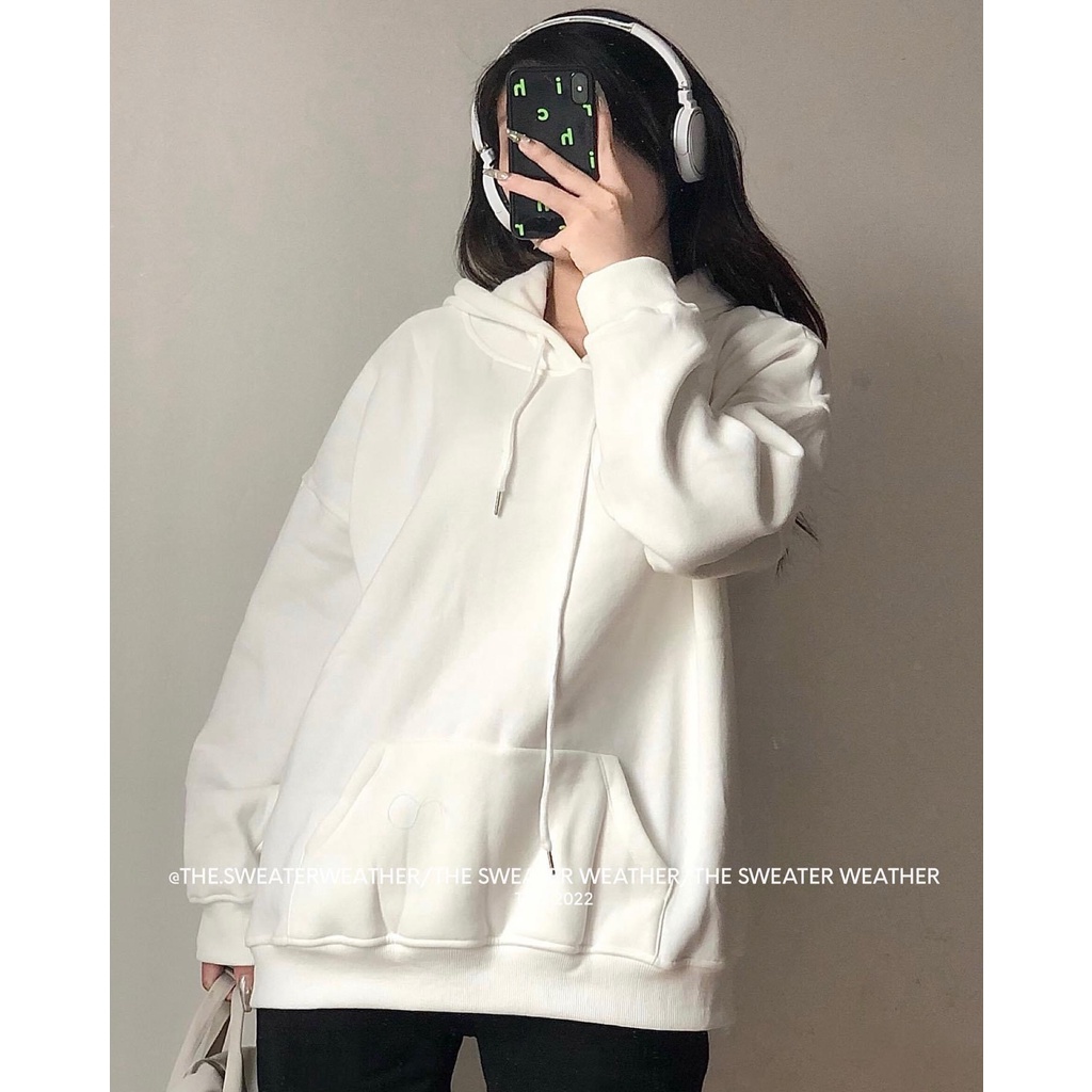 Áo hoodie nỉ bông trơn