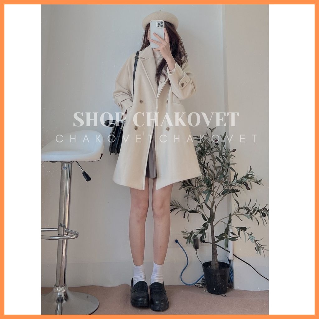 Áo dạ nữ dáng dài cao cấp 2 lớp AD8125 kiểu áo khoác ngoài 4 cúc thiết kế tay đai trẻ trung cá tính thời trang thu đông | BigBuy360 - bigbuy360.vn