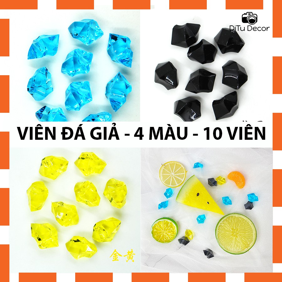 Set 10 viên đá giả - viên mini trong suốt nhiều màu - DiTu Decor