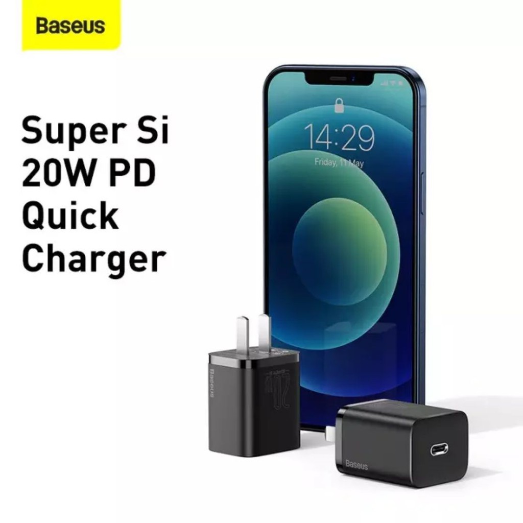 [Mã 2404EL10K giảm 10K đơn 20K] Củ sạc nhanh 20W cho IPhone 12 Baseus Super Si Quick Charger (Kèm Dây Cáp Sạc 20W)