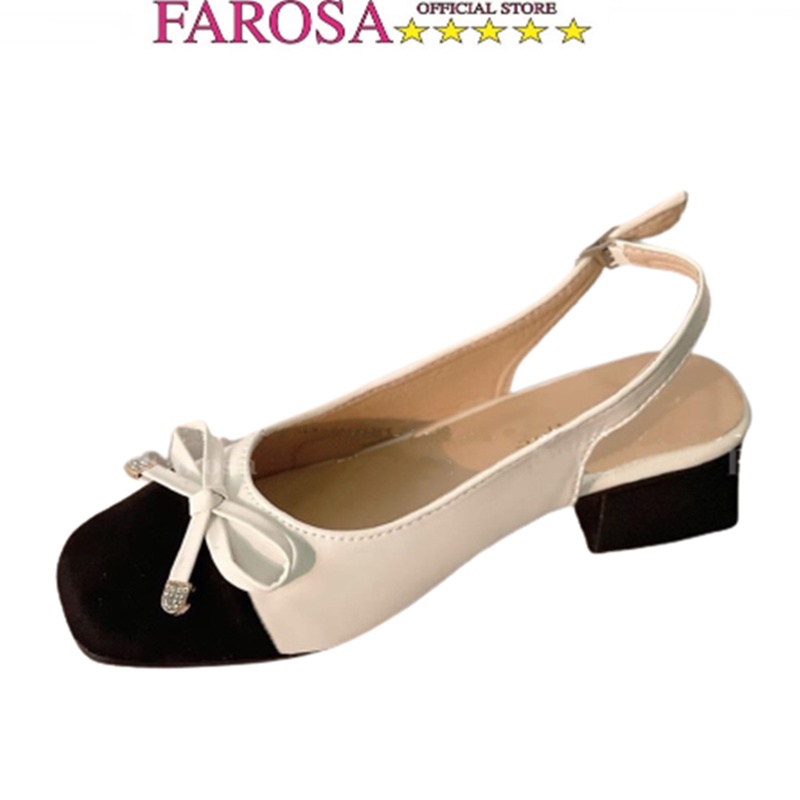 Dép sục nữ mũi vuông FAROSA quai hậu phối nơ xinh xắn mã K32