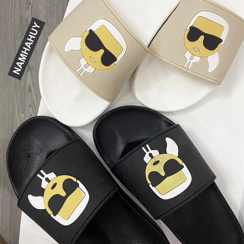 Dép quai ngang nam và nữ Karrl hình mặt người đeo kính cực chất
