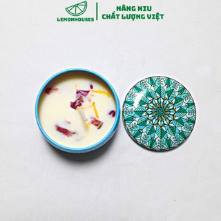 Nến Thơm Hoa Khô Tự Nhiên Chính Hãng, Sáp Thơm Cao Cấp Có Nhiều Mùi Thơm Chanh, Hoa Hồng, Vani, Lavender