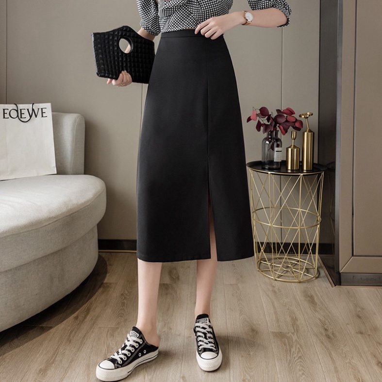 Chân váy chữ A xẻ tà dài qua gối công sở midi JANISA CV12 | BigBuy360 - bigbuy360.vn