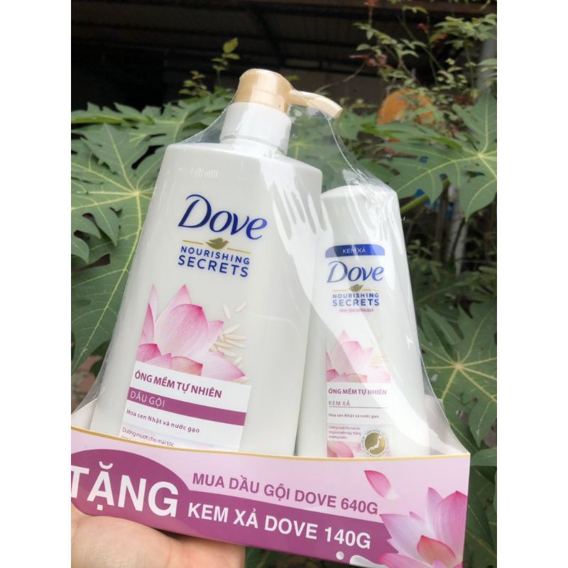 Dầu gội DOVE HOA SEN ( óng mượt tự nhiên ) 640g