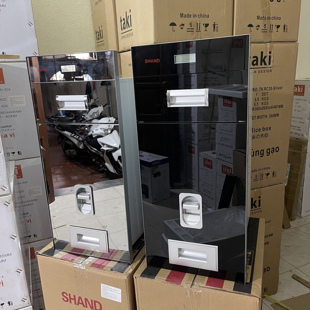 Thùng Gạo ĐIỆN TỬ Thông Minh Mặt Gương Cường Lực Âm Tủ Chính Hãng SHAND