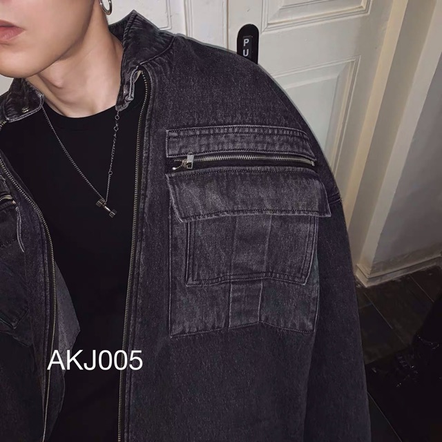 Áo khoác jean VN CLO dành cho nam đen phối zip - AKJ005