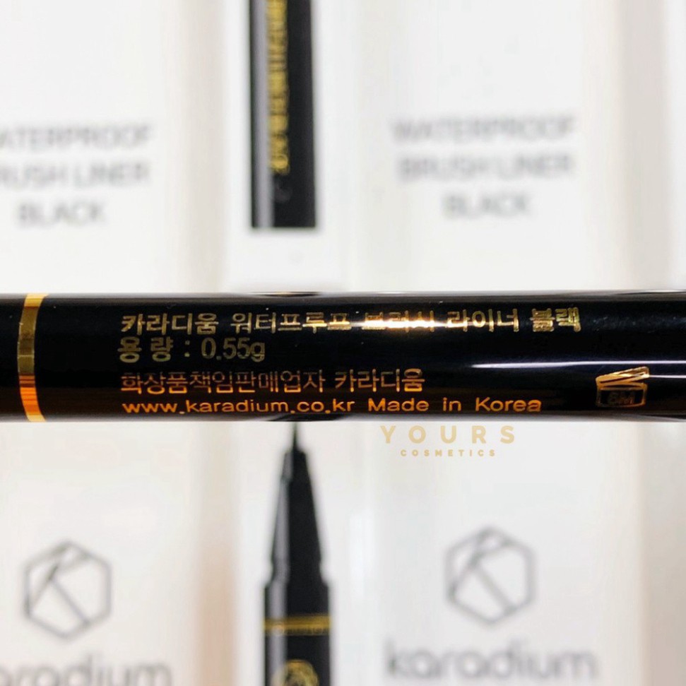 [Auth Hàn] Bút Kẻ Mắt Nước Karadium Không Trôi Waterproof Brush Liner Black Vỏ Trắng - Bút Kẻ Dạ Karadium Hàn Quốc M8